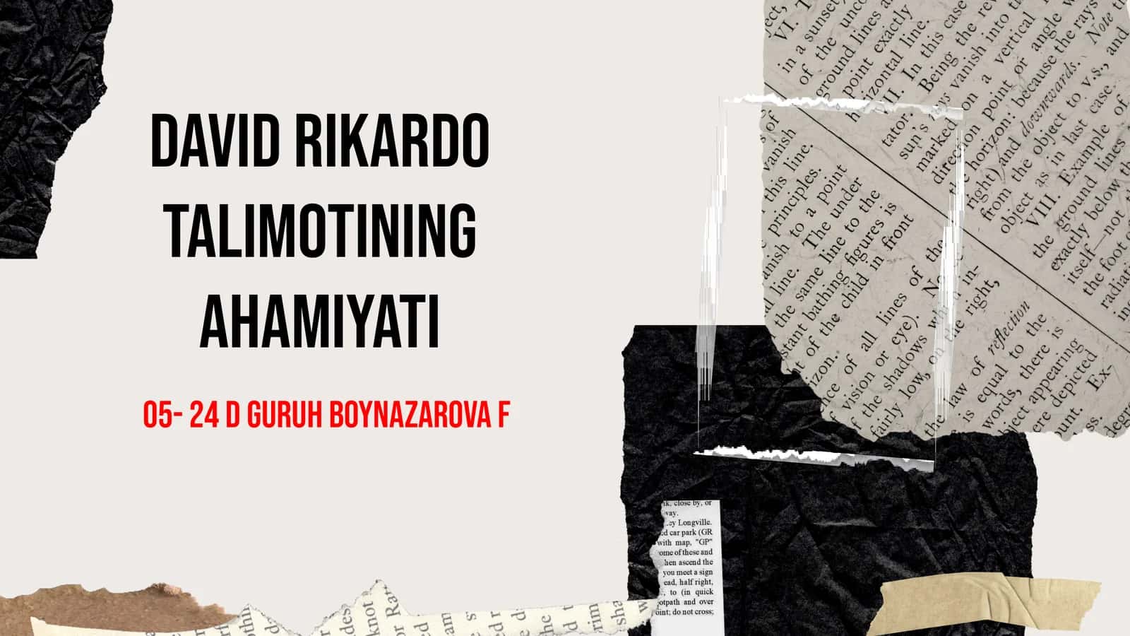 David Rikardo talimotining ahamiyati 1