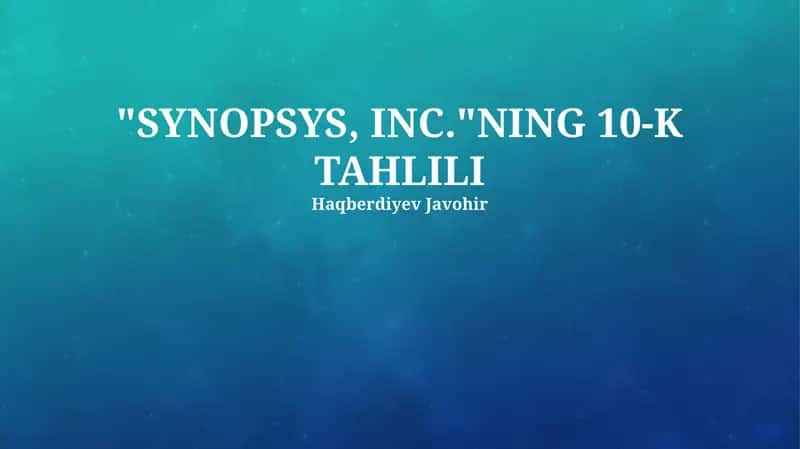 SYNOPSYS, INC.NING 10-K TAHLILI 1
