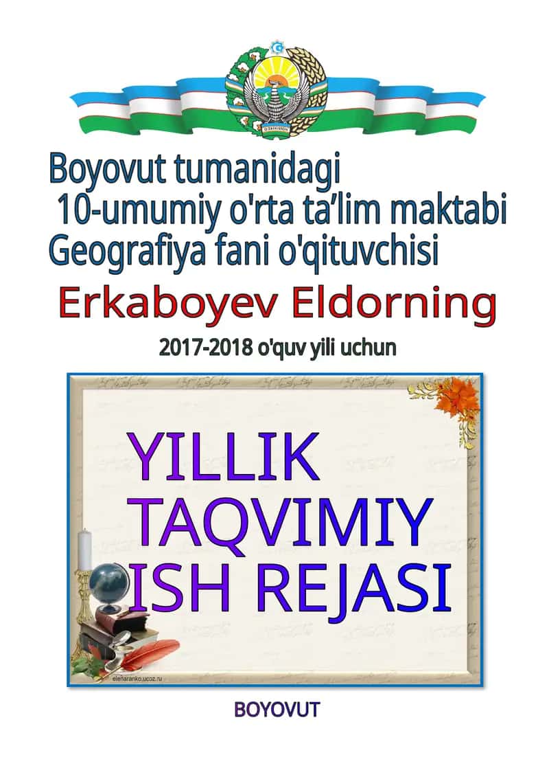 GEOGRAFIYA FANIDAN YILLIK TAQVIMIY ISH REJASI 1