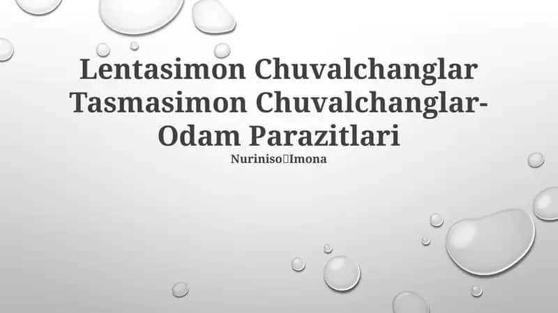 Tasmasimon Chuvalchanglar-Odam Parazitlari 1