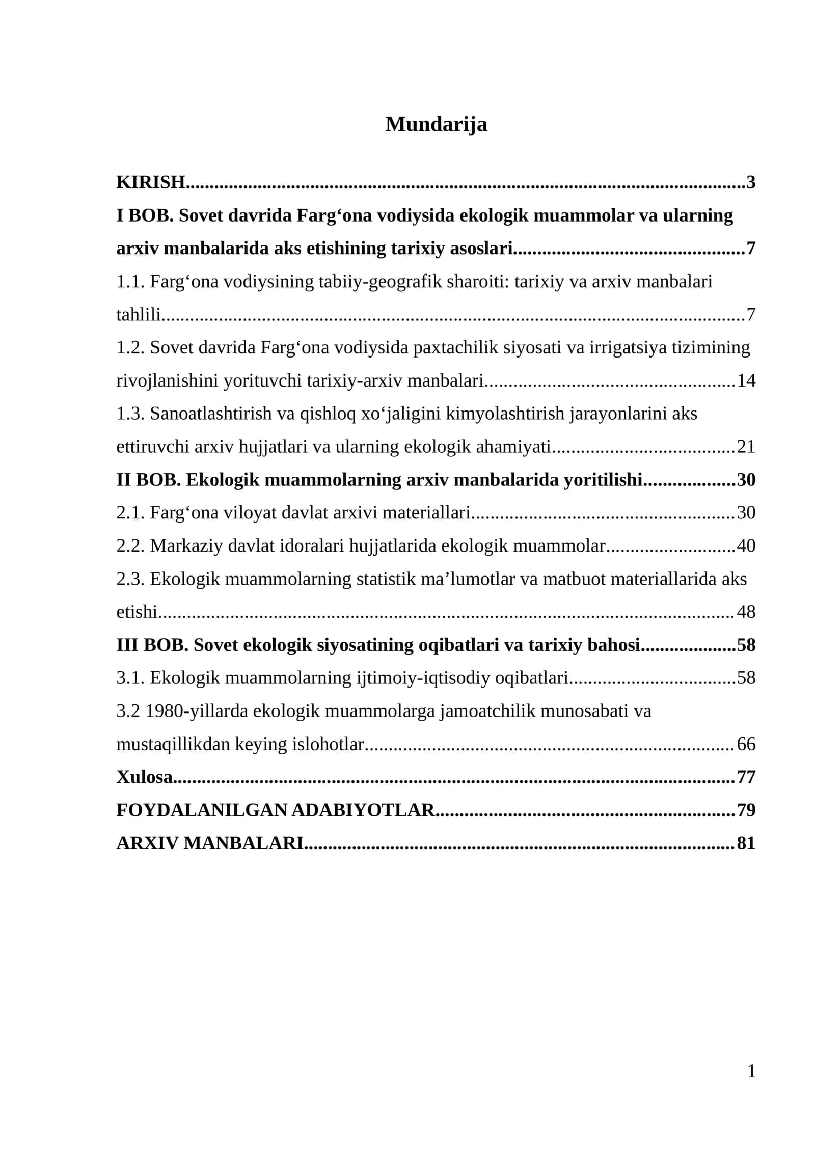Sovet davrida Fargʻona vodiysida ekologik muammolar va ularning arxiv manbalarida yoritilishi 1