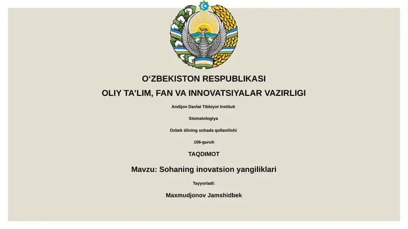 Sohaning innovatsion yangiliklari 1