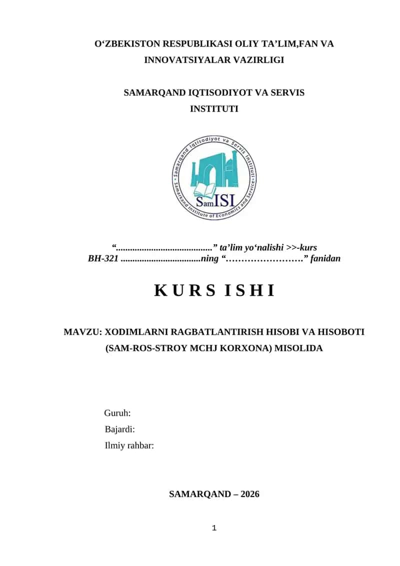 Xodimlarni ragbatlantirish hisobi va hisoboti 1