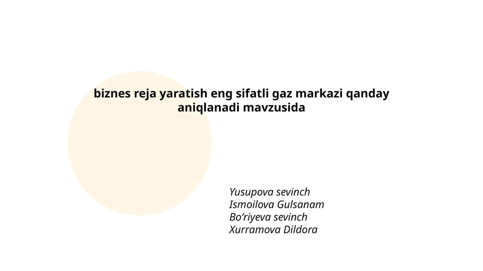 biznes reja yaratish eng sifatli gaz markazi qanday aniqlanadi 1