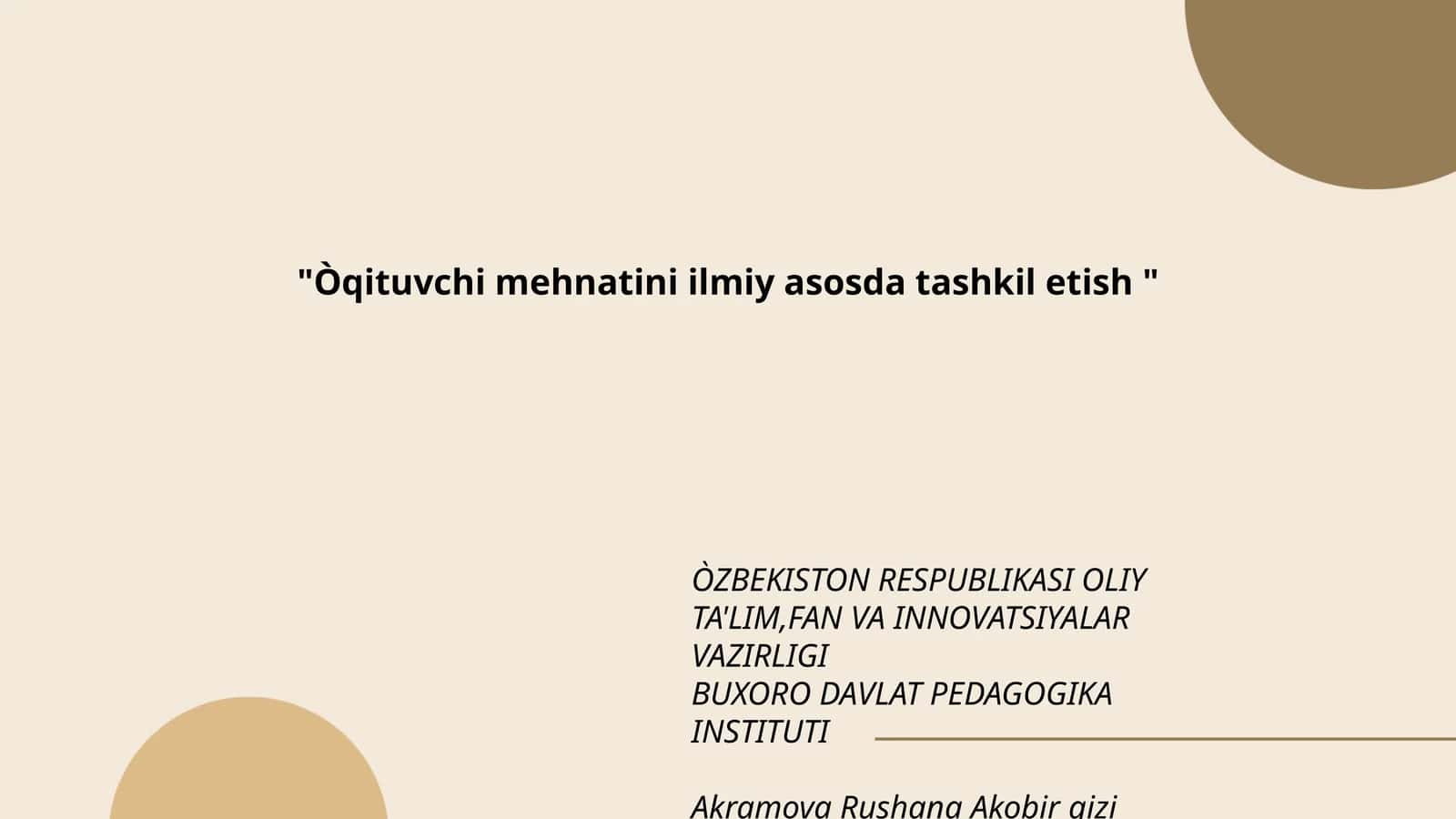 Òqituvchi mehnatini ilmiy asosda tashkil etish 1