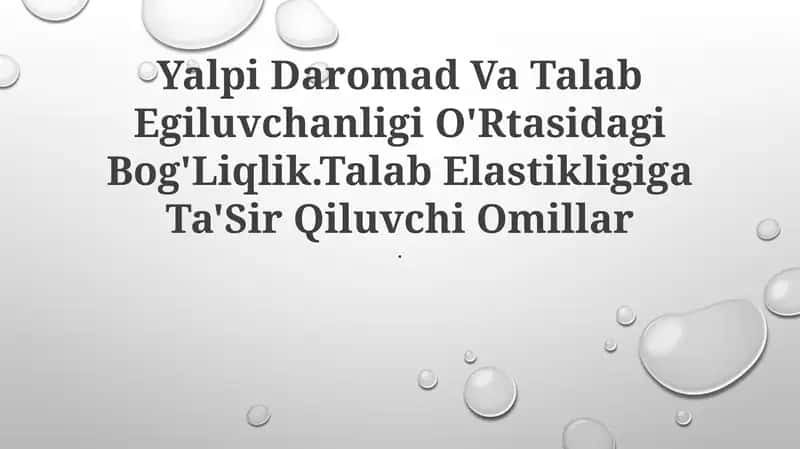 Yalpi Daromad Va Talab Egiluvchanligi O'Rtasidagi Bog'Liqlik 1