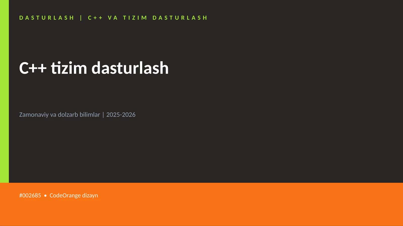 C++ tizim dasturlash 1