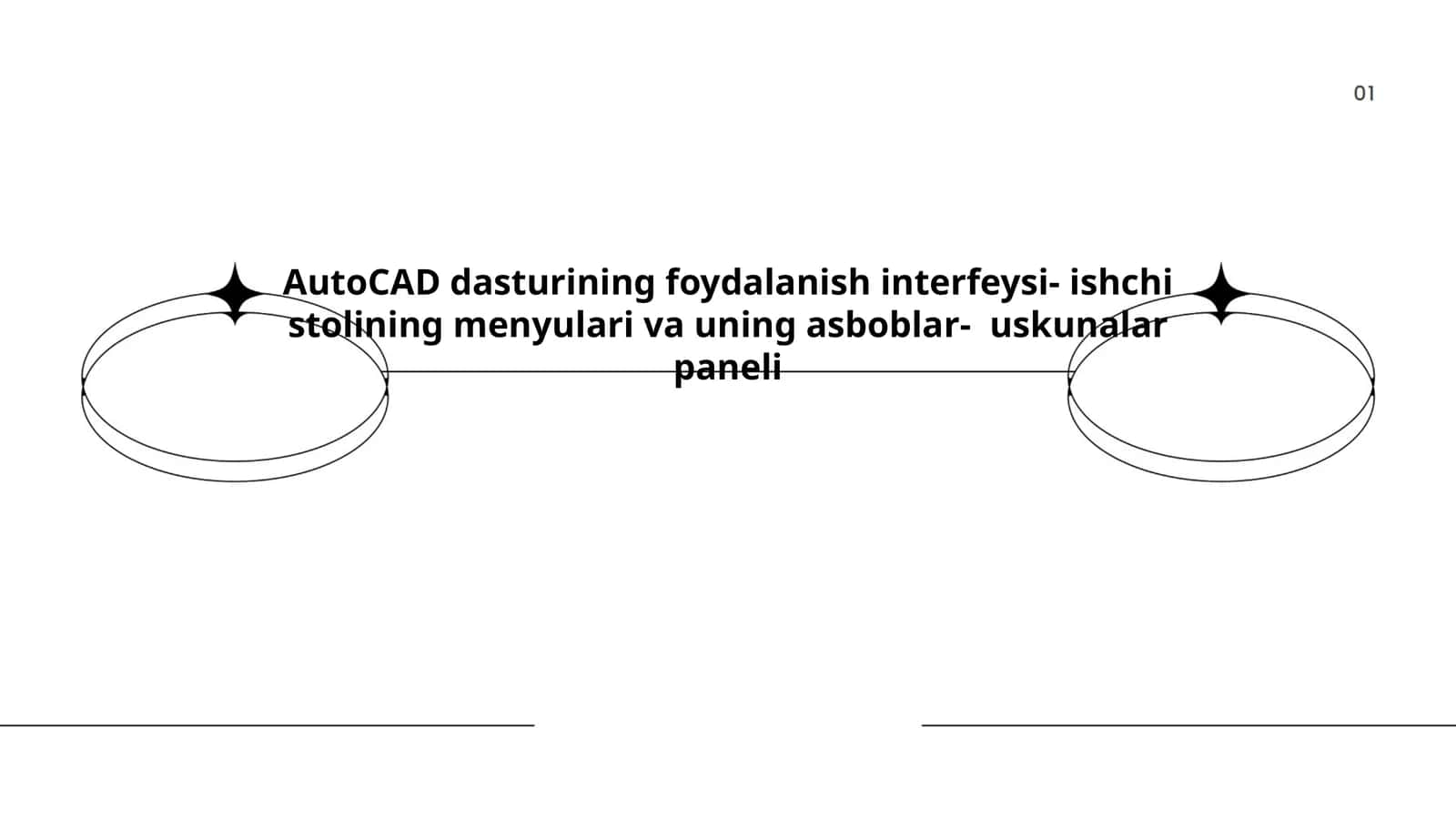 AutoCAD dasturining foydalanish interfeysi- ishchi stolining menyulari va uning asboblar- uskunalar paneli 1
