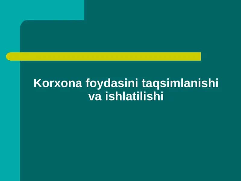 Korxona Foydasi 1