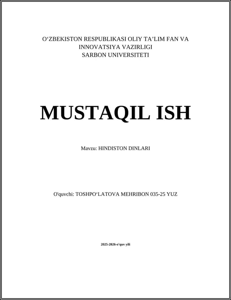 HINDISTON DINLARI 1