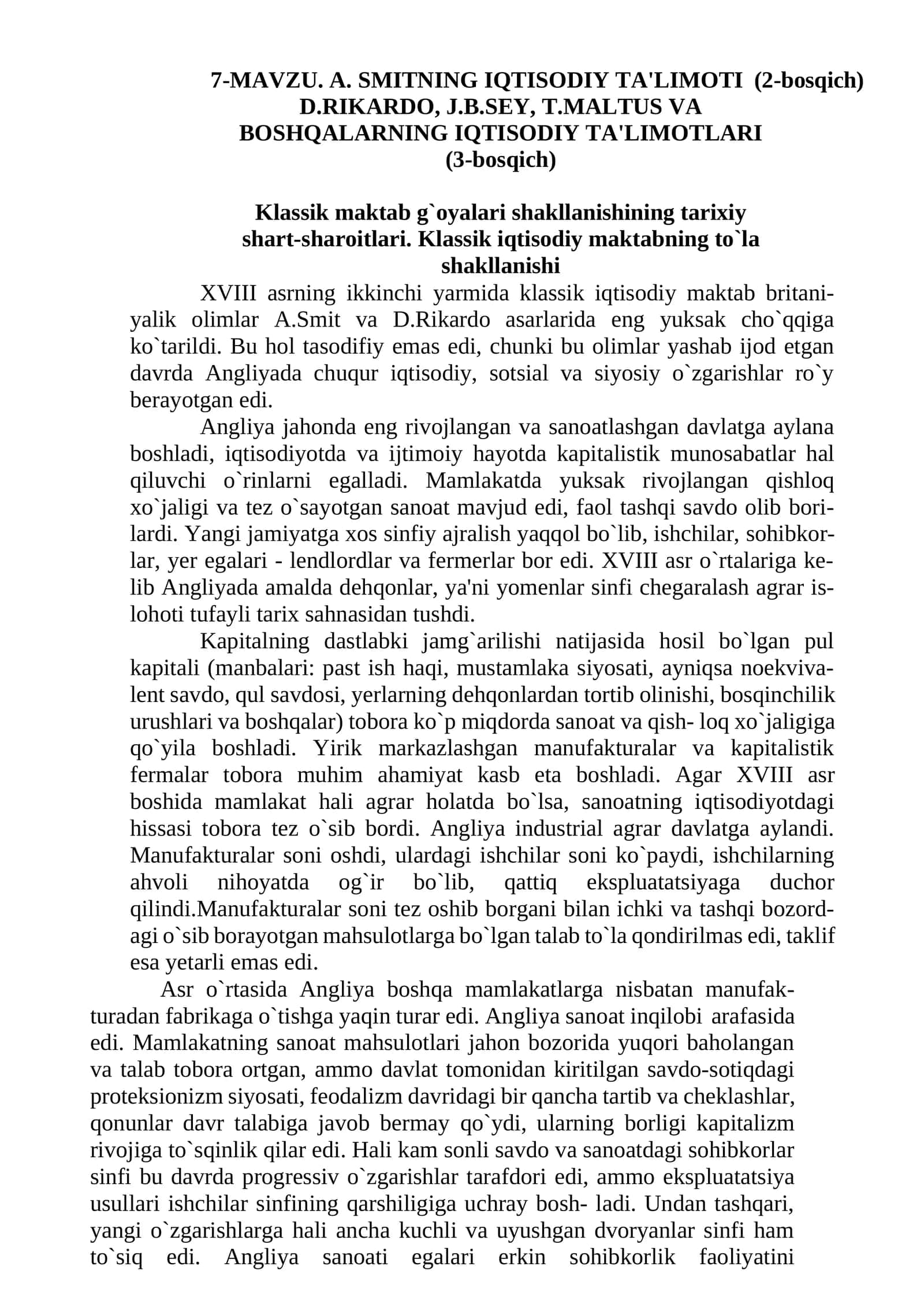 A. SMITNING IQTISODIY TA'LIMOTI 1