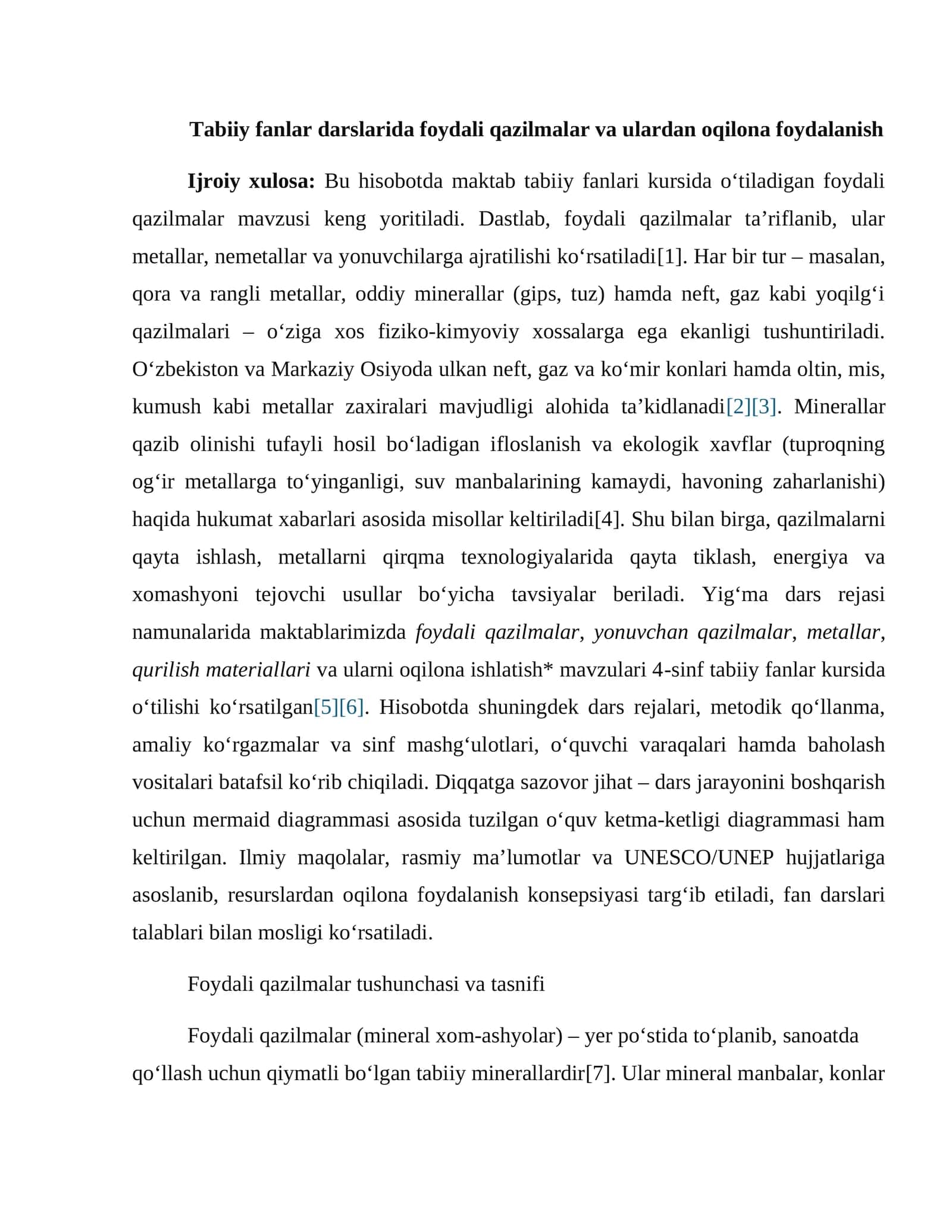 Foydali qazilmalar va ulardan oqilona foydalanish 1