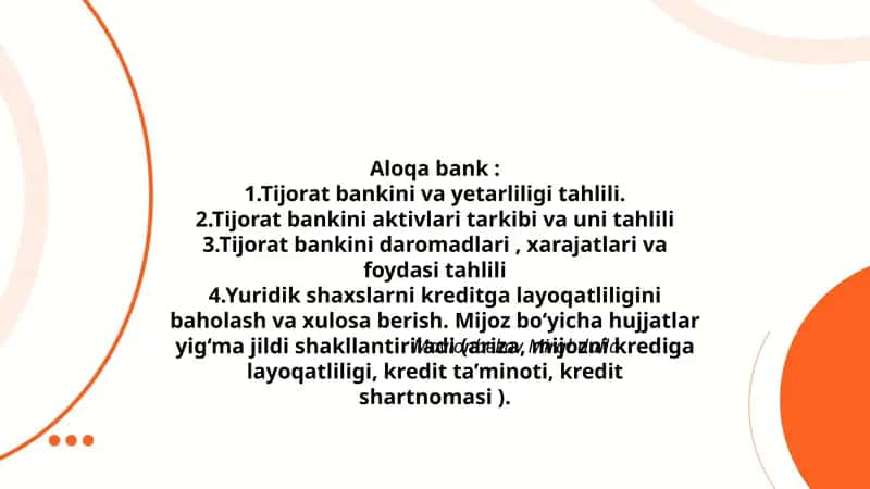 Aloqa bank: Tijorat bankini va yetarliligi tahlili 1
