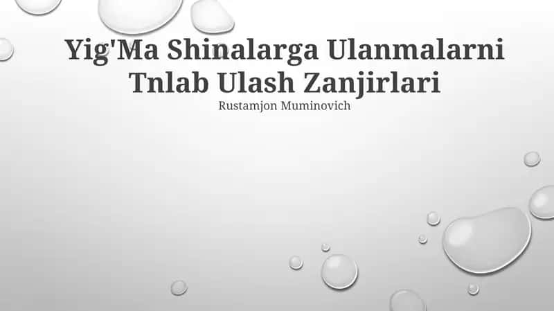 Yig'Ma Shinalarga Ulanmalarni Tnlab Ulash Zanjirlari 1