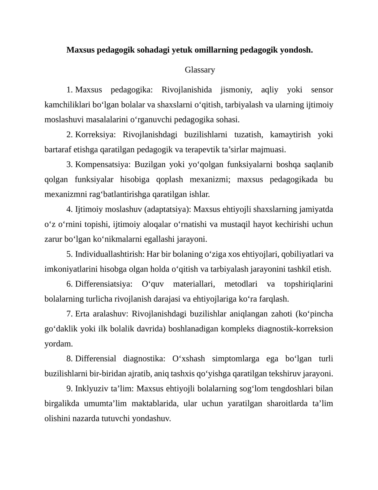 Maxsus pedagogik sohadagi yetuk omillarning pedagogik yondosh 1