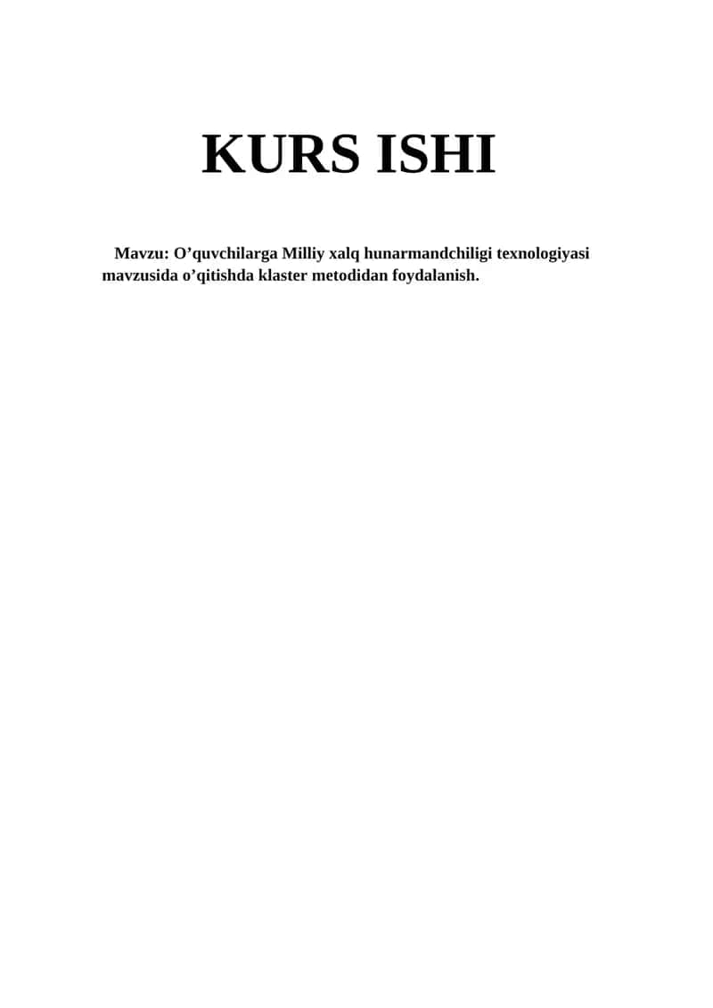 O’quvchilarga Milliy xalq hunarmandchiligi texnologiyasi 1