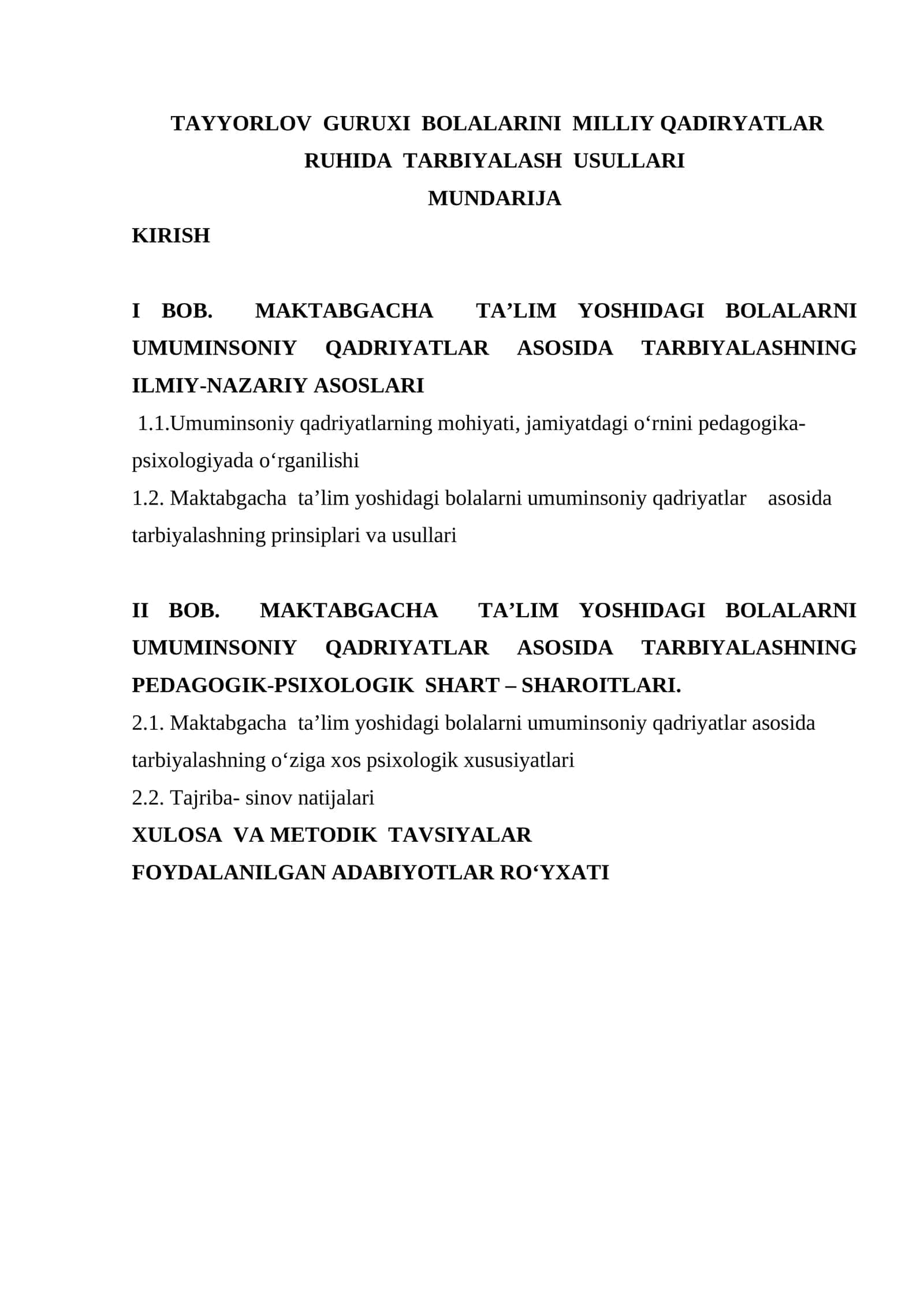 Tayyorlov guruxi bolalarini milliy qadiryatlar ruhida tarbiyalash usullari 1