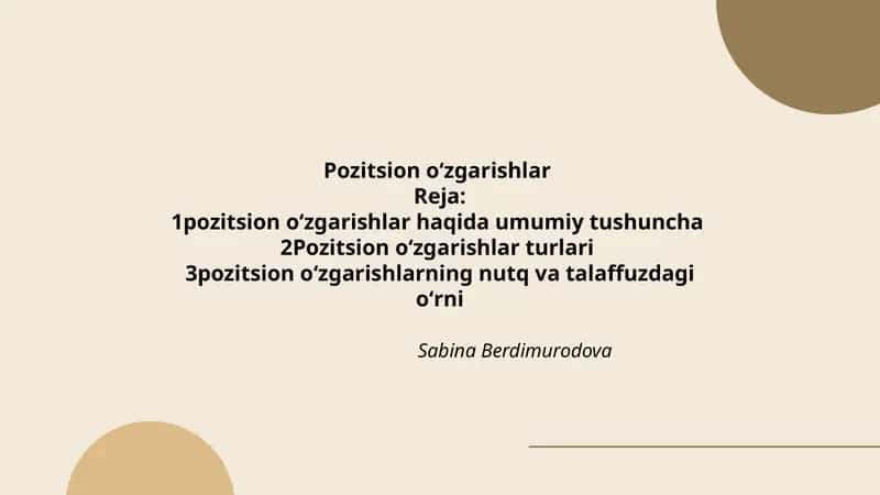 Pozitsion oʻzgarishlar 1