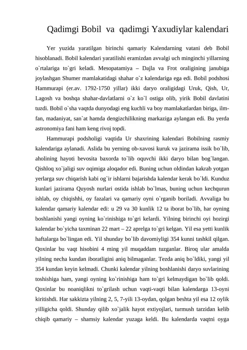 Qadimgi Bobil va qadimgi Yaxudiylar kalendari 1