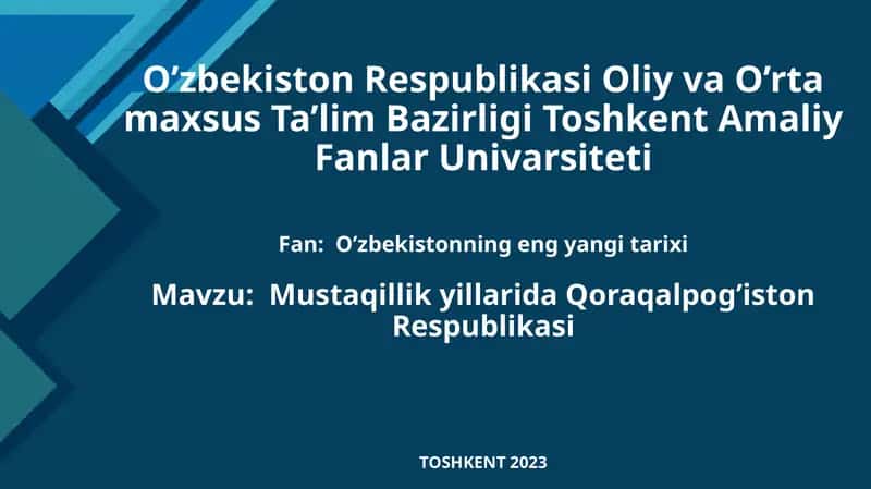 Mustaqillik yillarida Qoraqalpog’iston Respublikasi 1