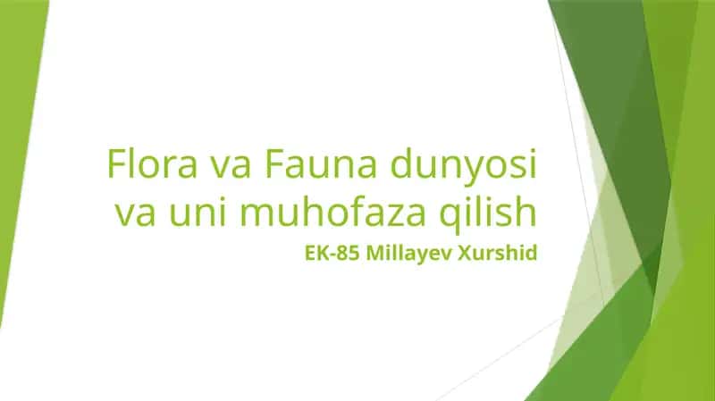 Flora va Fauna dunyosi va uni muhofaza qilish 1
