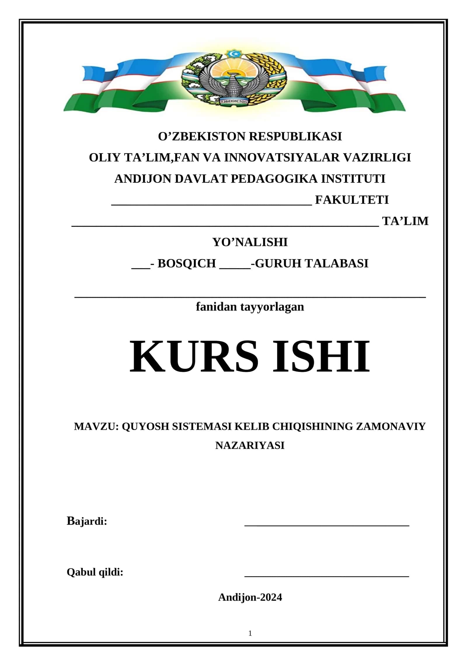 QUYOSH SISTEMASI KELIB CHIQISHINING ZAMONAVIY NAZARIYASI 1