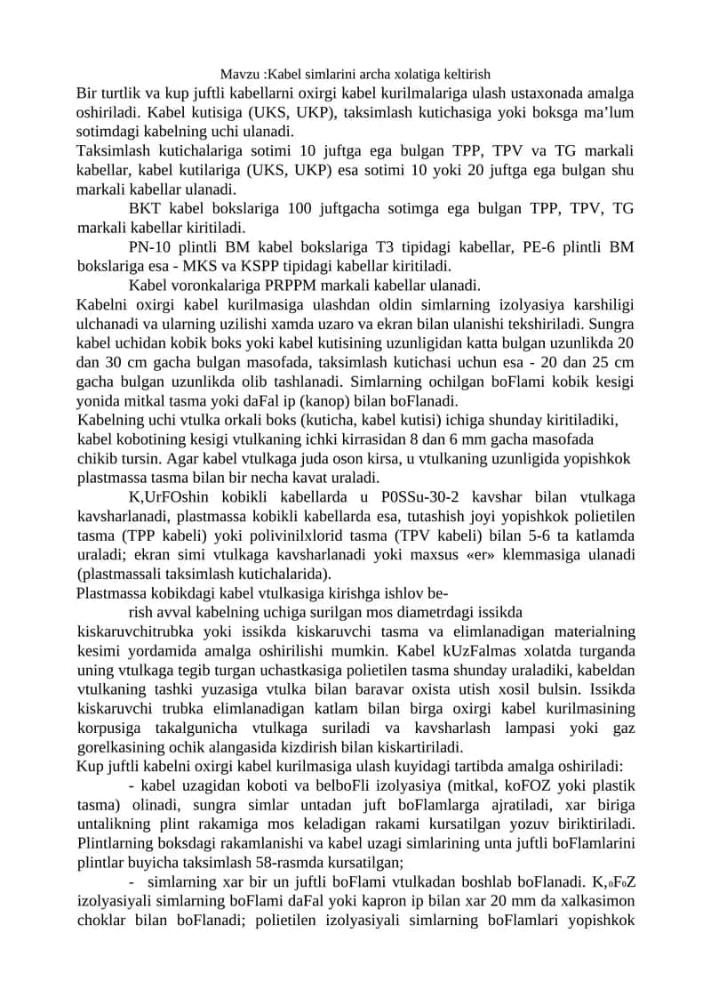 Kabel simlarini archa xolatiga keltirish 1