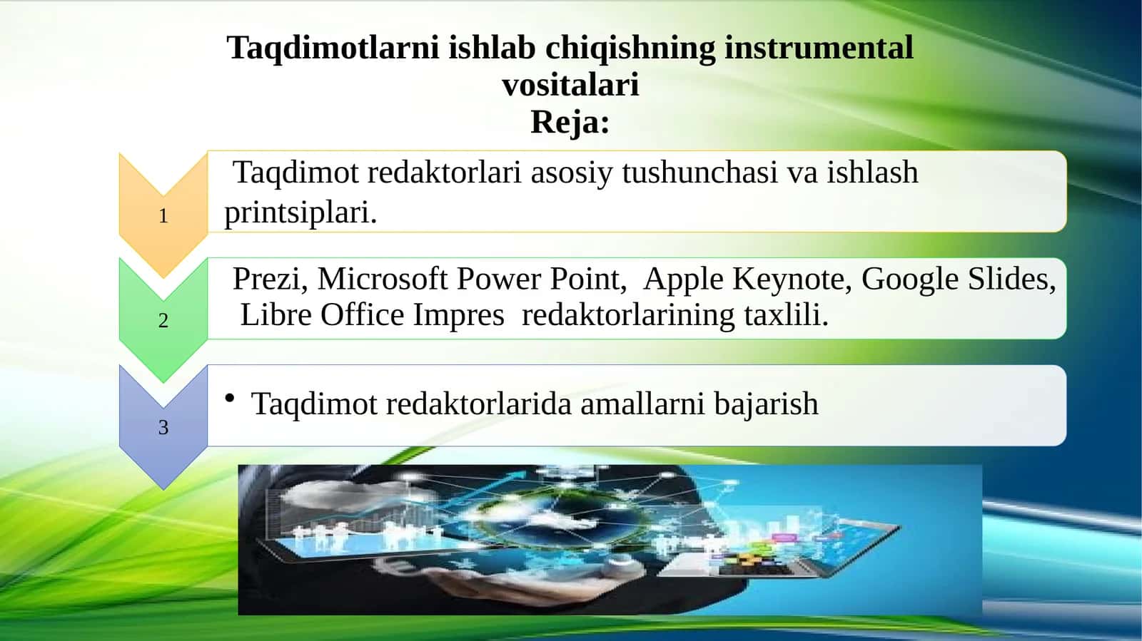 Taqdimotlarni ishlab chiqishning instrumental vositalari 1