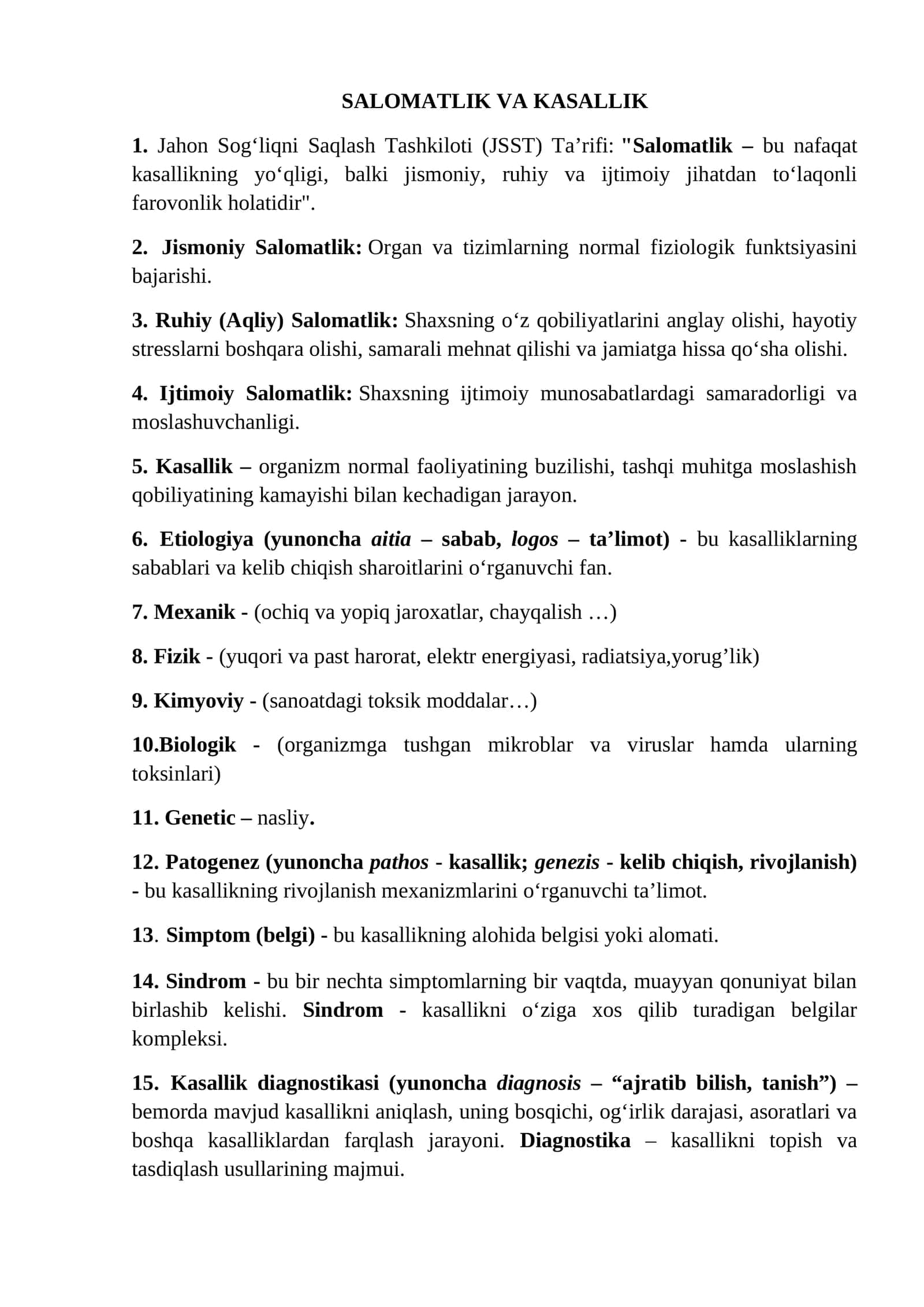 SALOMATLIK VA KASALLIK 1