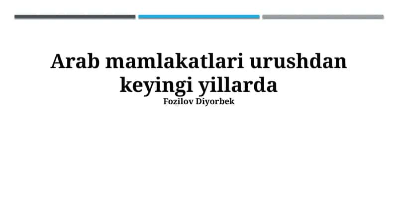 Arab mamlakatlari urushdan keyingi yillarda 1