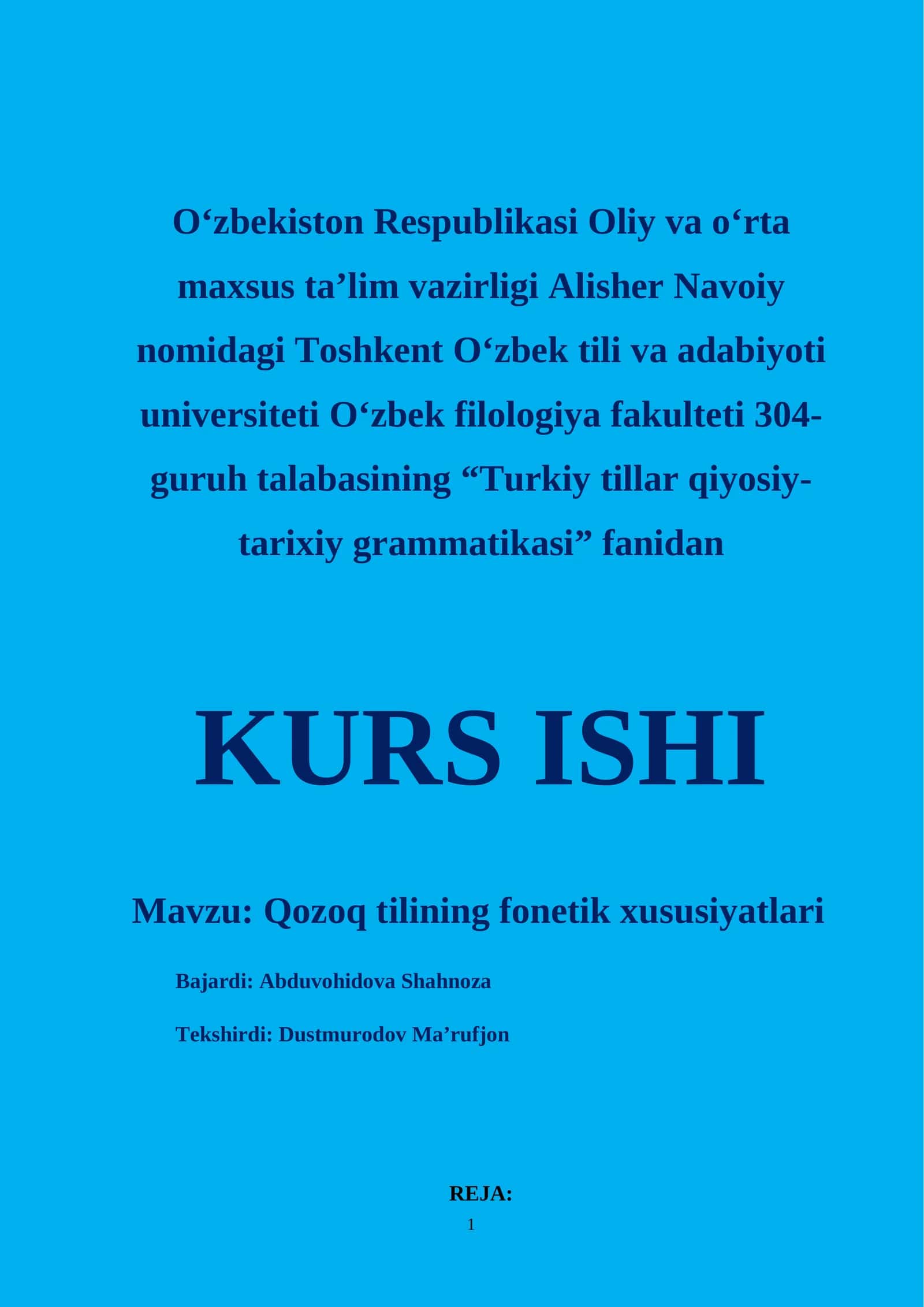 Qozoq tilining fonetik xususiyatlari 1