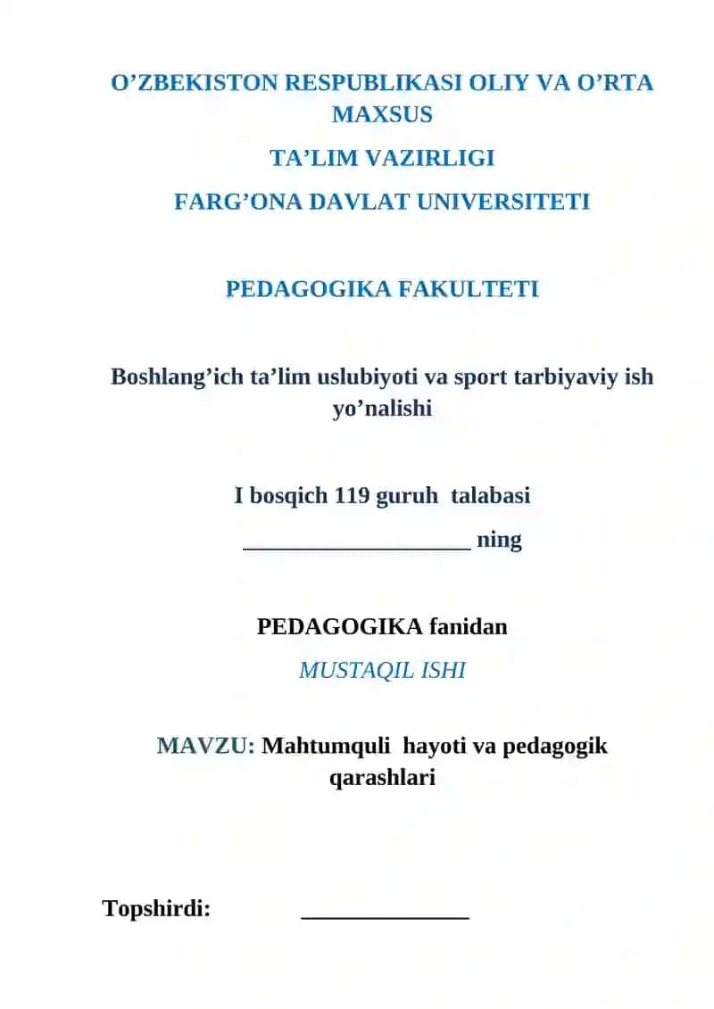 Mahtumquli hayoti va pedagogik qarashlari