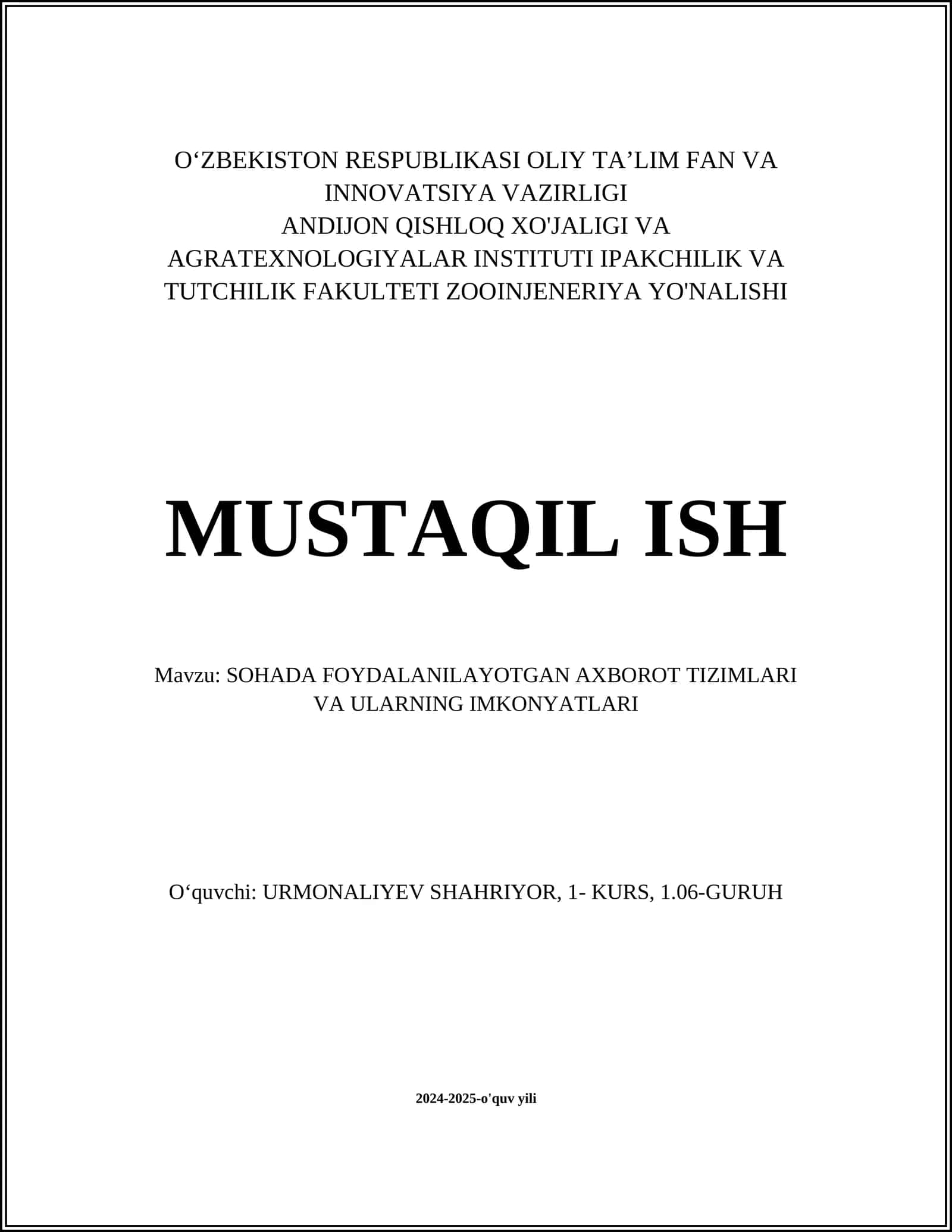 SOHADA FOYDALANILAYOTGAN AXBOROT TIZIMLARI VA ULARNING IMKONYATLARI 1