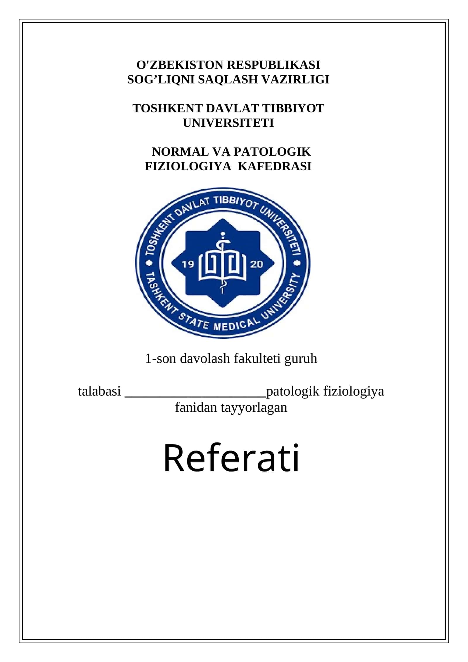Patologik fizilogiya fanidan MОDDАLАR АLMАSHINUVINING TIPIK BUZILISHLАRI mavzusidagi referat 1
