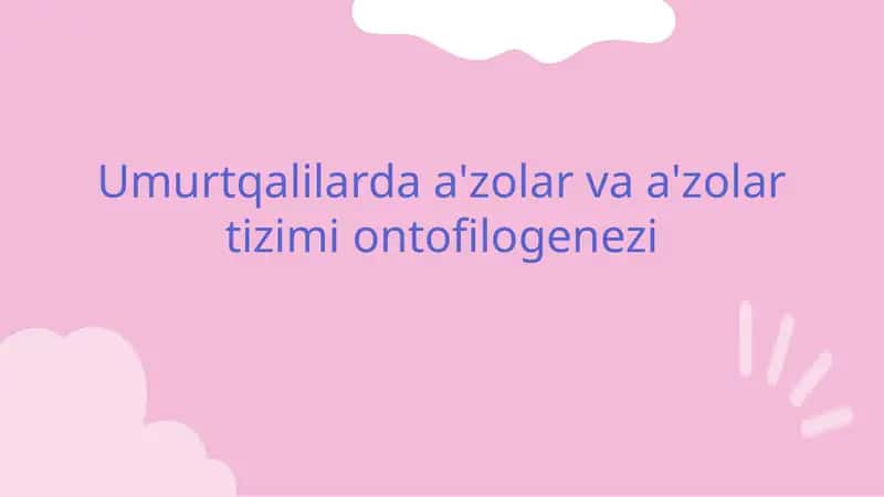 Umurtqalilarda a'zolar va a'zolar tizimi ontofilogenezi 1