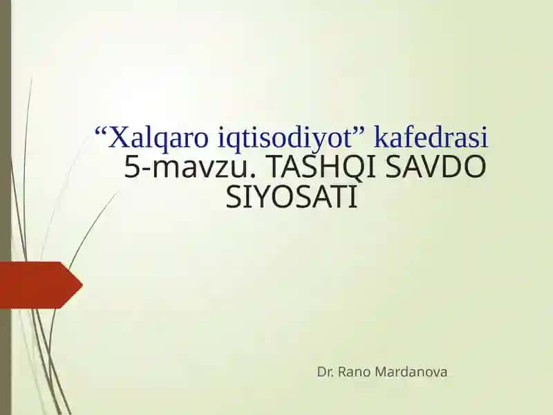 TASHQI SAVDO SIYOSATI