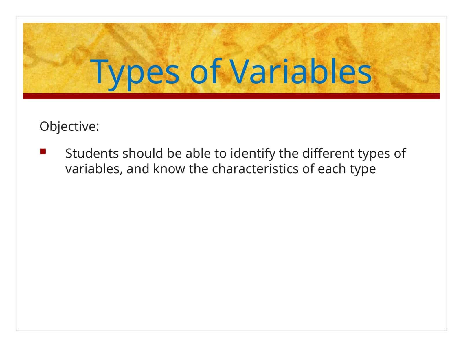 "Types of Variables" 1