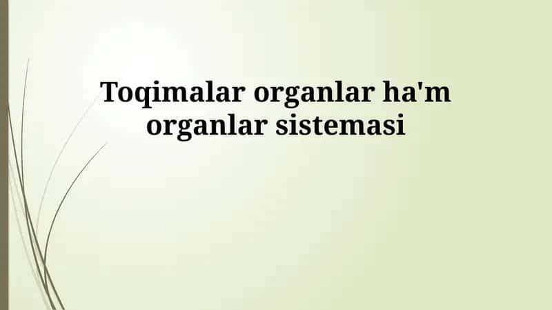 Toqimalar organlar ha'm organlar sistemasi 1
