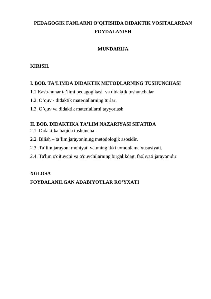 PEDAGOGIK FANLARNI O’QITISHDA DIDAKTIK VOSITALARDAN FOYDALANISH 1