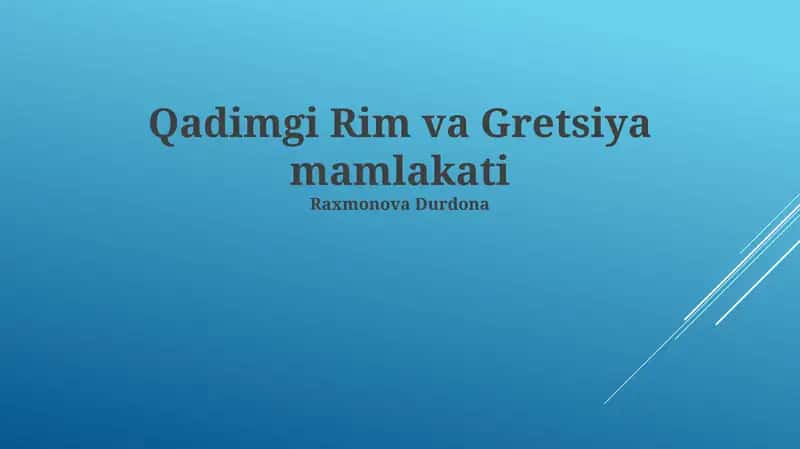 Qadimgi Rim va Gretsiya mamlakati 1