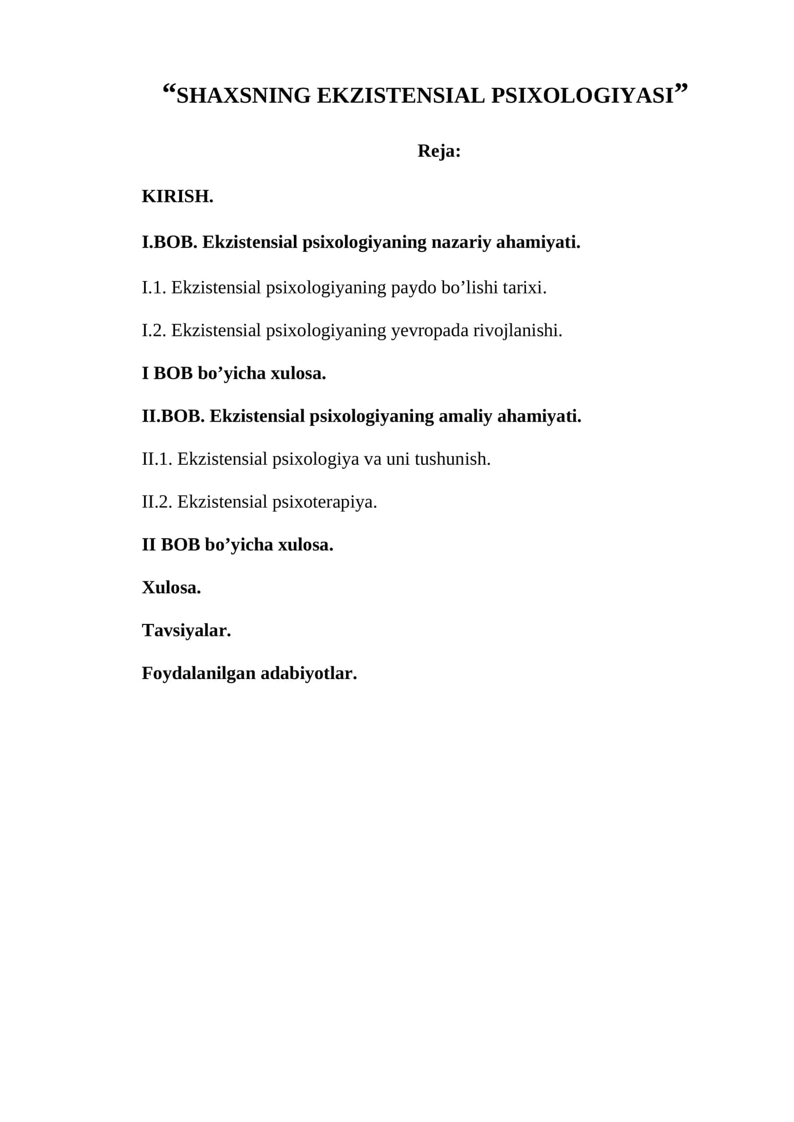 SHAXSNING EKZISTENSIAL PSIXOLOGIYASI 1