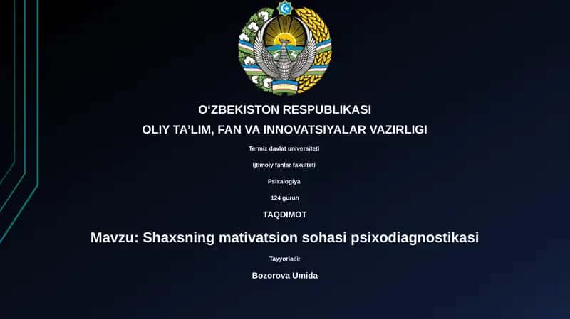 Shaxsning mativatsion sohasi psixodiagnostikasi 1