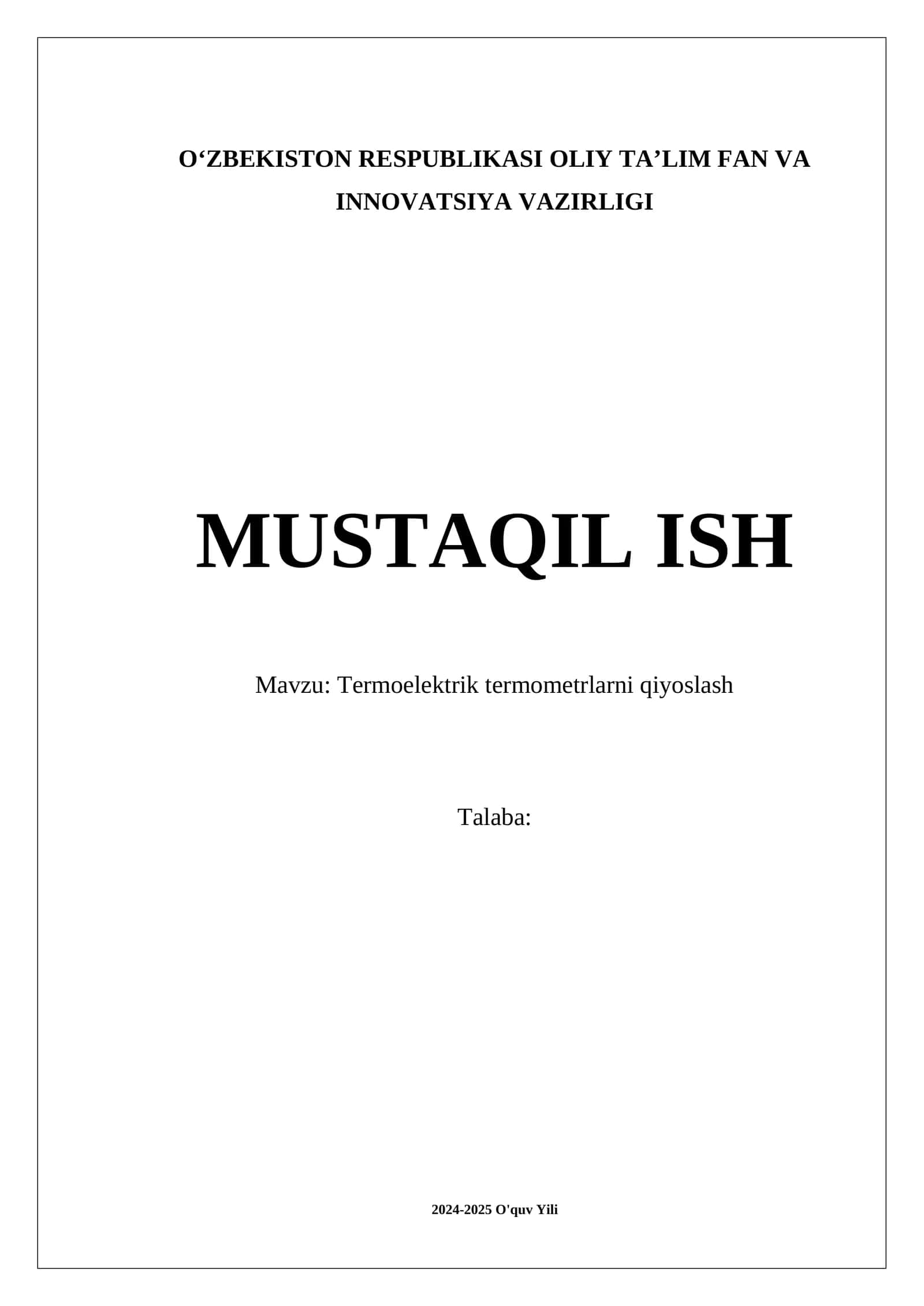 Termoelektrik termometrlarni qiyoslash 1