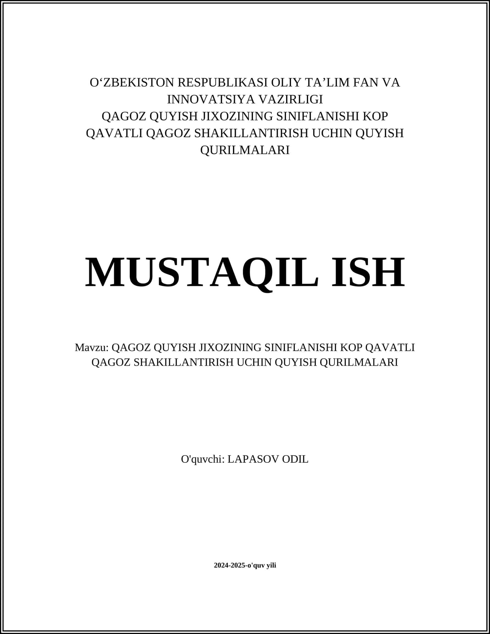 QAGOZ QUYISH JIXOZINING SINIFLANISHI KOP QAVATLI QAGOZ SHAKILLANTIRISH UCHIN QUYISH QURILMALARI 1
