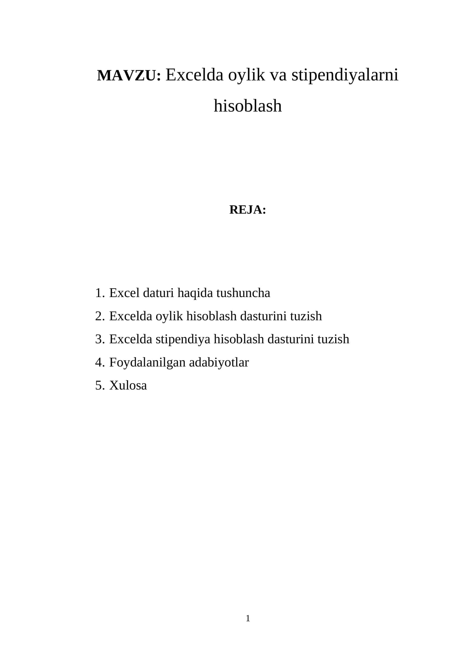 Excelda oylik va stipendiyalarni hisoblash 1