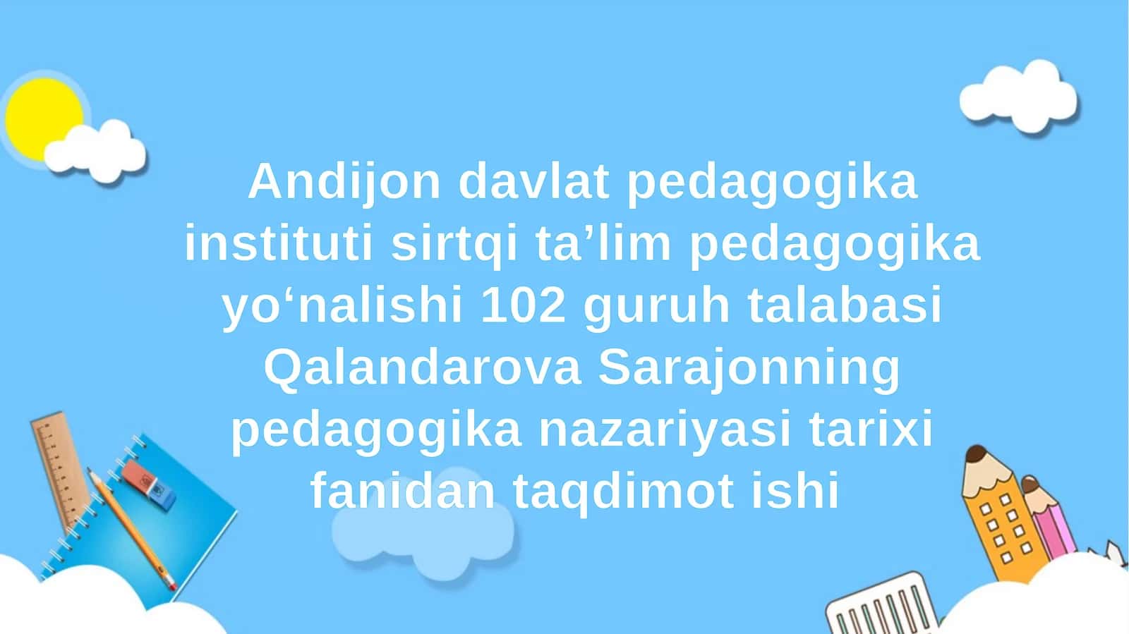 Yangi Oʻzbekiston Respublikasi rivojlanish jarayonida taʼlim tarbiya islohotlari Sh.Mirziyoyevning taʼlim tarbiyaga oid fikrlari 1
