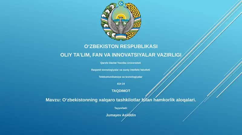 O‘zbekistonning xalqaro tashkilotlar bilan hamkorlik aloqalari 1