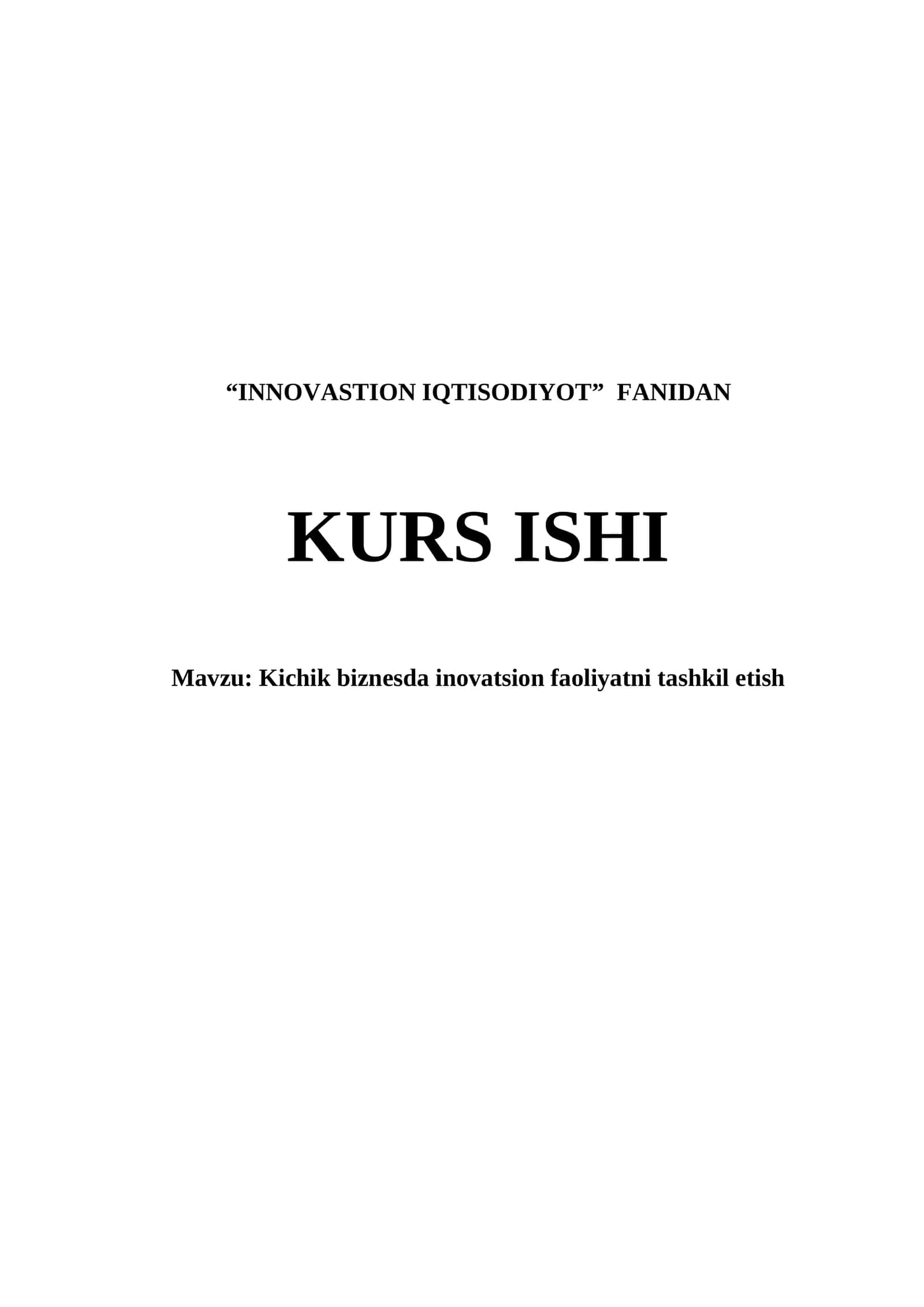 INNOVASTION IQTISODIYOT 1