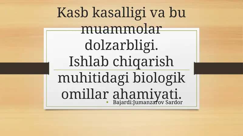 Kasb kasalliklari- yomonmehnatsharoitlari 1
