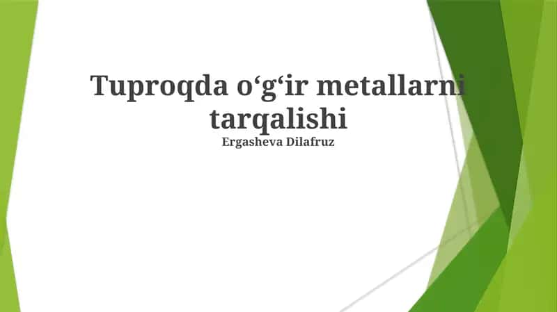 Ogʻir metallarning ifloslanishi bilan bogʻliq ekologik xavflarni va tuzatish strategiyalari 1